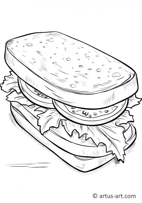Pagină de colorat cu sandwich de roșii